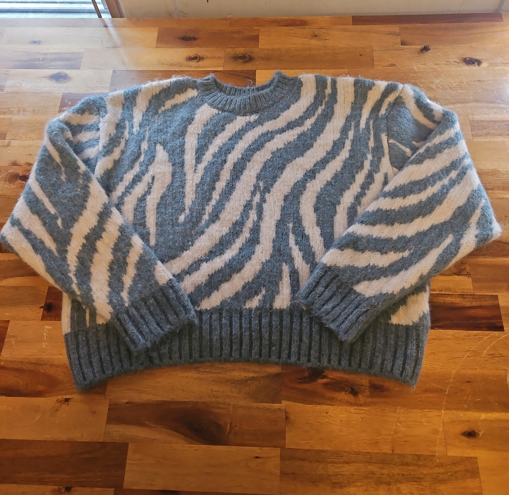 Women's ZARA light Blue, White,Large could be worn oversized also.